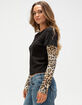 FULL TILT Leopard Sleeves Womens Long Sleeve 2fer Tee image number 2