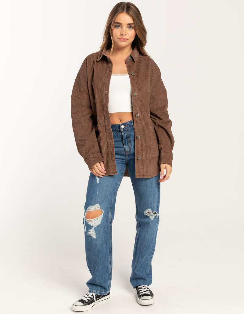 ROXY Kick Back Corduroy Button Up Womens Shacket image number 1