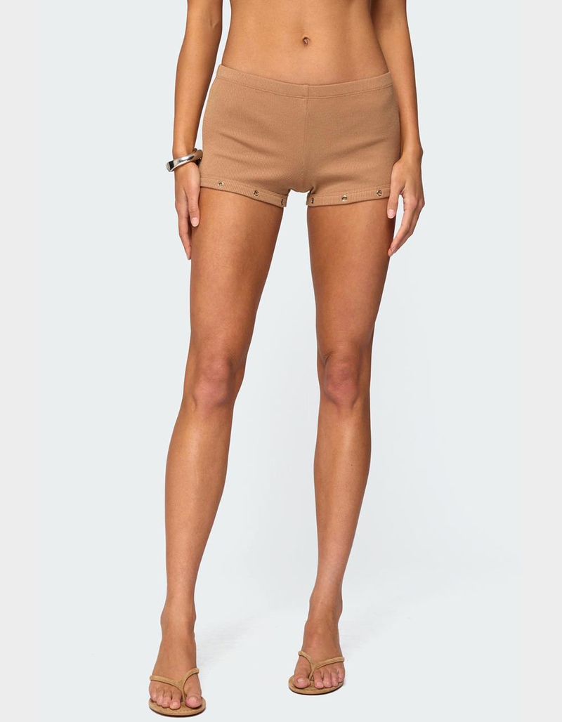 EDIKTED Hasel Grommet Ribbed Shorts image number 0