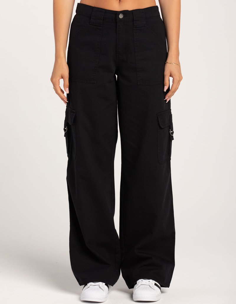 RSQ Womens Mid Rise Cargo Tape Pocket Twill Pants image number 1