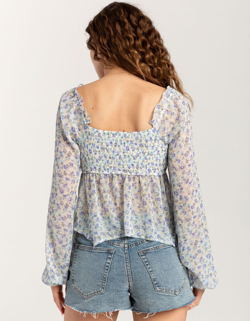 FULL TILT Ruffle Ditsy Womens Long Sleeve Top image number 3