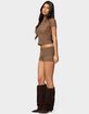 EDIKTED Rye Sheer Textured Foldover Shorts image number 4