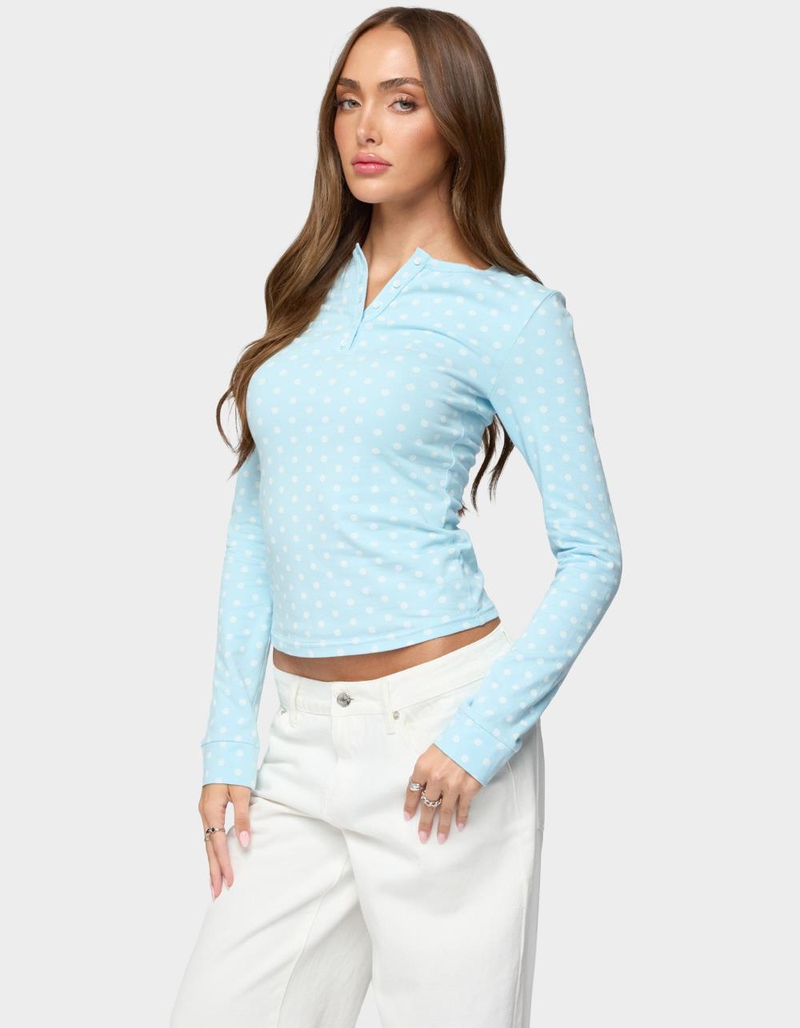 EDIKTED Keana Polka Dot Henley Top image number 1