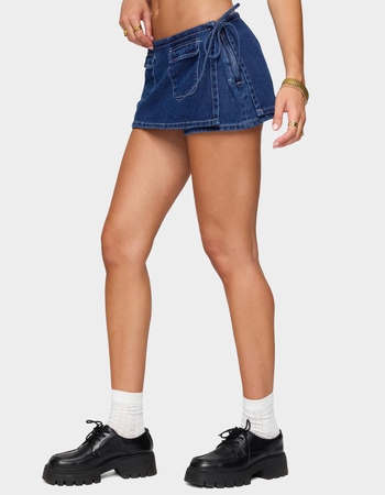 EDIKTED Giselle Wrap Denim Mini Skort Alternative Image