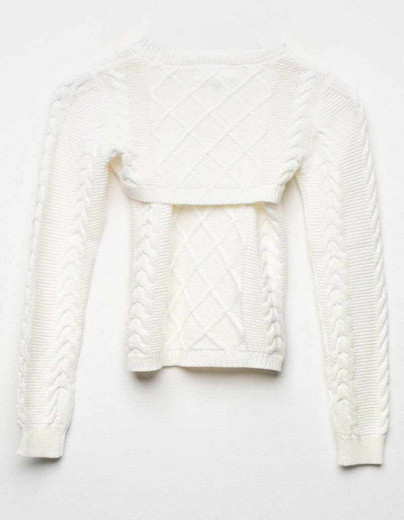 WHITE FAWN Girls Cable Sweater Shrug Set CREAM ST21T173