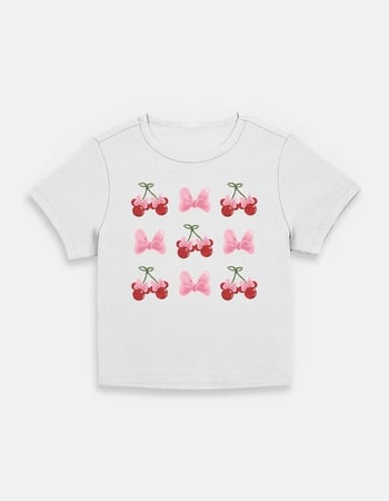 DISNEY Minnie Cherry Bows Womens Baby Tee Primary Image