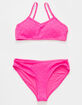 FULL TILT Textured Girls Hot Pink Bikini Set image number 1