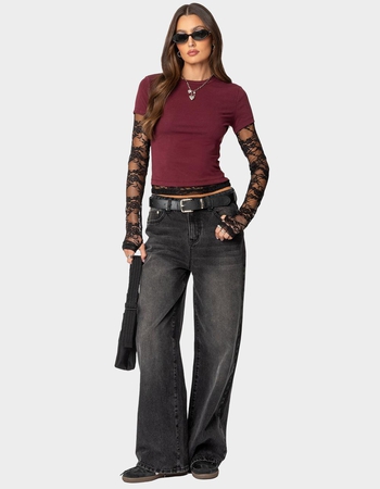 EDIKTED Layered Lace Sleeve Tee Alternative Image