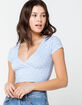 IVY & MAIN Ditsy Surplice Womens Light Blue Crop Top image number 1