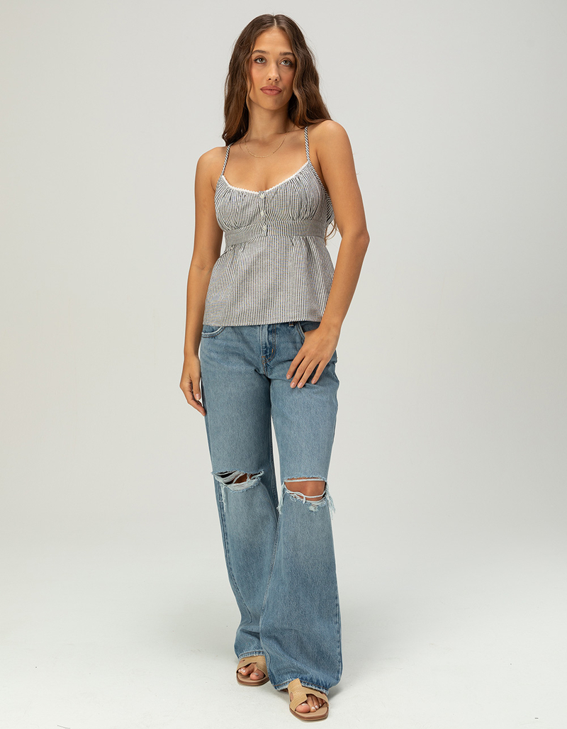 LOVE TREE Womens Stripe Babydoll Top image number 4