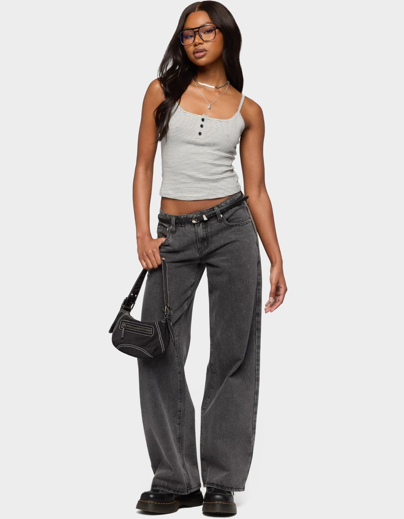 EDIKTED Tall Raelynn Washed Low Rise Baggy Jeans image number 4