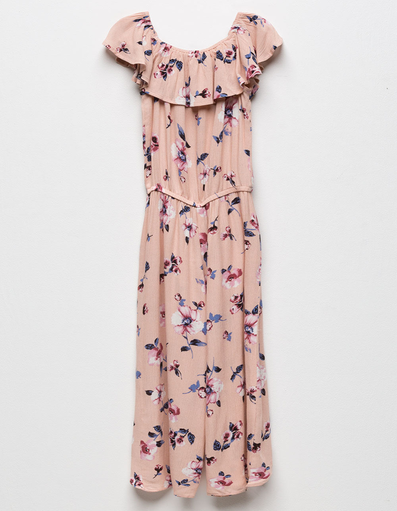 WHITE FAWN Floral Peasant Girls Jumpsuit image number 1