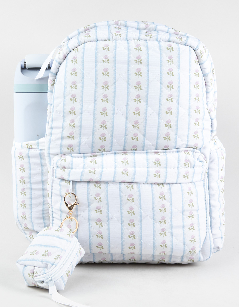 TILLYS Quilted Floral Stripe Backpack image number 5