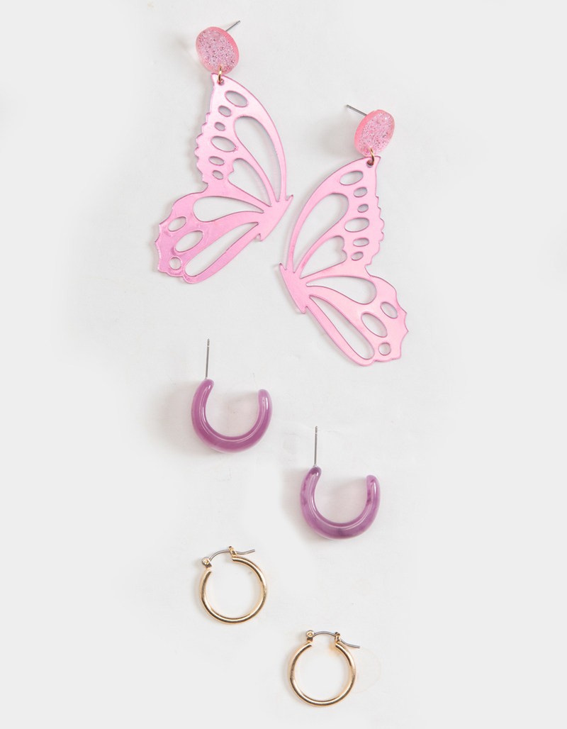 FULL TILT 3 Piece Butterfly Wing Earring Set image number 0
