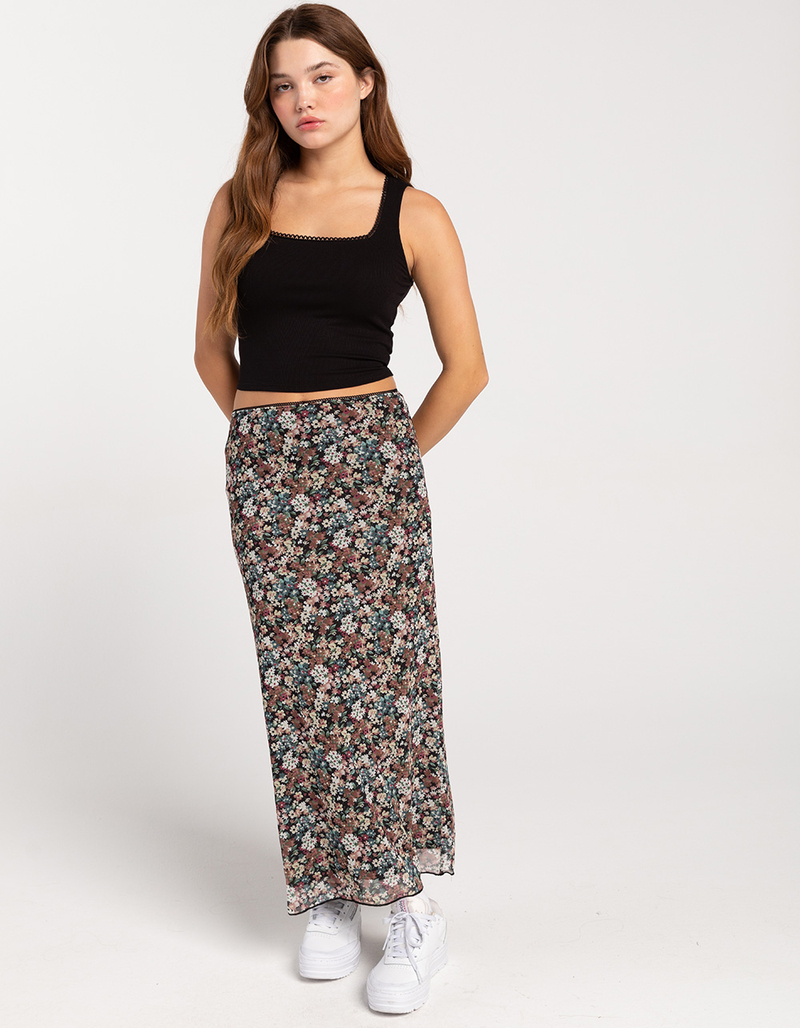 RSQ Womens Low Rise Mesh Maxi Skirt - BLK/MULTI | Tillys