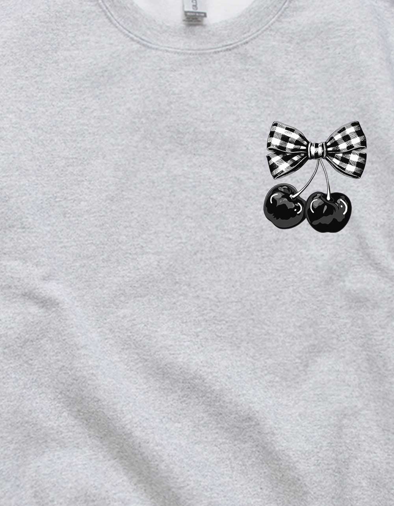 CHERRIES Gingham Bow Unisex Crewneck Sweatshirt image number 1