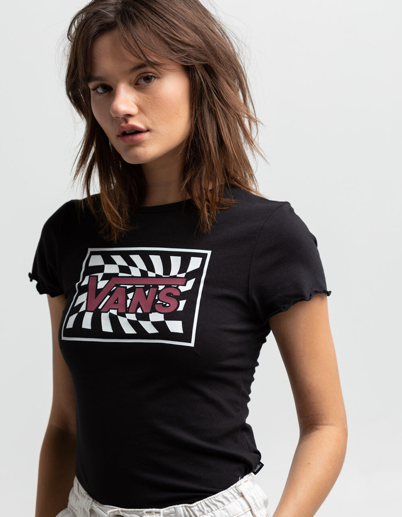 VANS Checker Box Womens Baby Tee BLACK Tillys