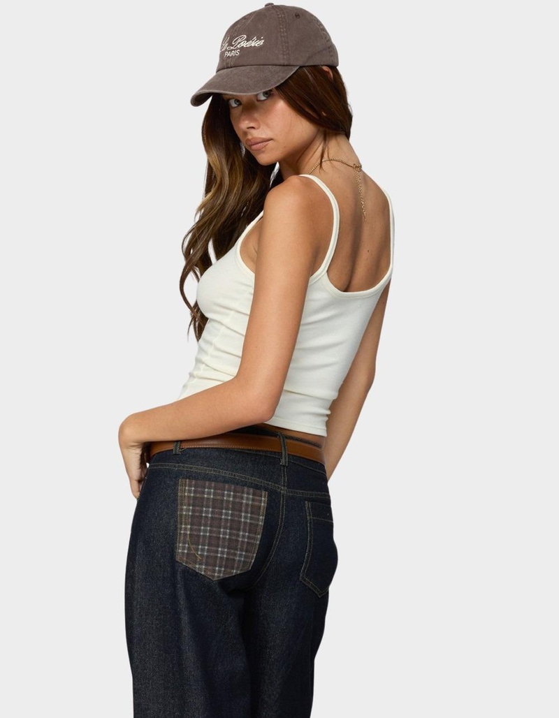 EDIKTED Aspyn V-Neck Ribbed Tank Top image number 1