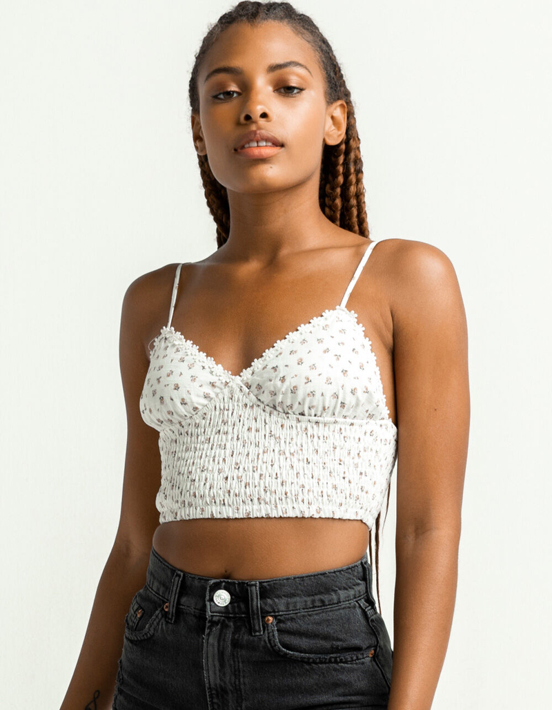 SKY AND SPARROW Ditsy Daisy Trim Womens White Cami image number 0