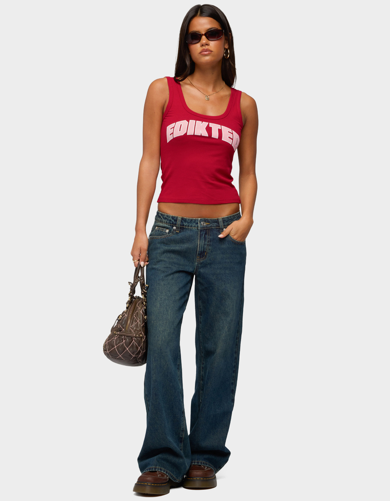 EDIKTED Girly Ribbed Tank Top image number 4