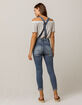 SKY AND SPARROW Skinny Button Front Womens Ripped Overalls image number 3