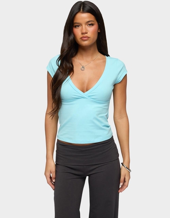 EDIKTED Penelopy Overlap V-Neck Tee Primary Image