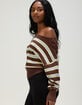 RSQ Womens Off The Shoulder Stripe Banded Bottom Sweater image number 3