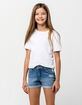 RSQ Malibu Cuff Medium Wash Girls Ripped Denim Shorts image number 2