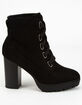 SODA Lug Sole Lace Up Eyelet Black Womens Booties image number 2