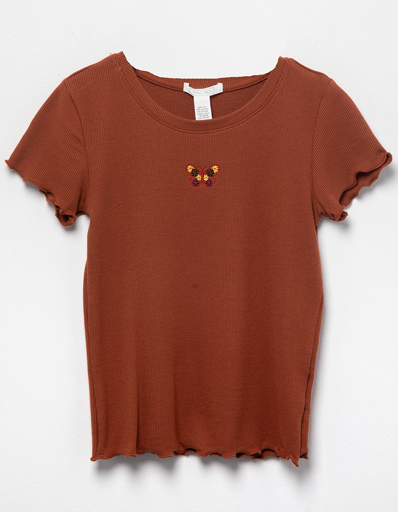 FULL TILT Butterfly Embroidered Girls Baby Tee image number 0