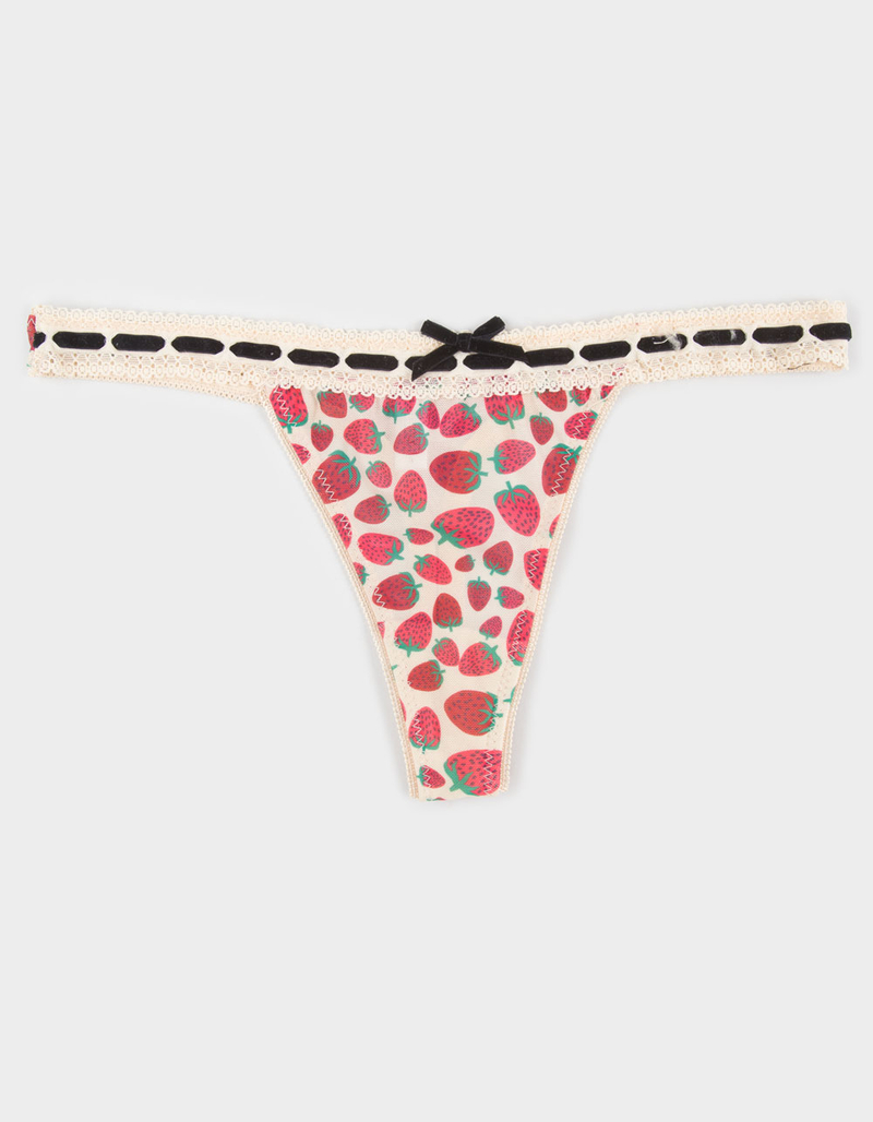 FULL TILT Ribbon Lace Trim Thong image number 0