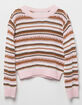 FULL TILT Stripe Open Weave Girls Pullover Sweater image number 2