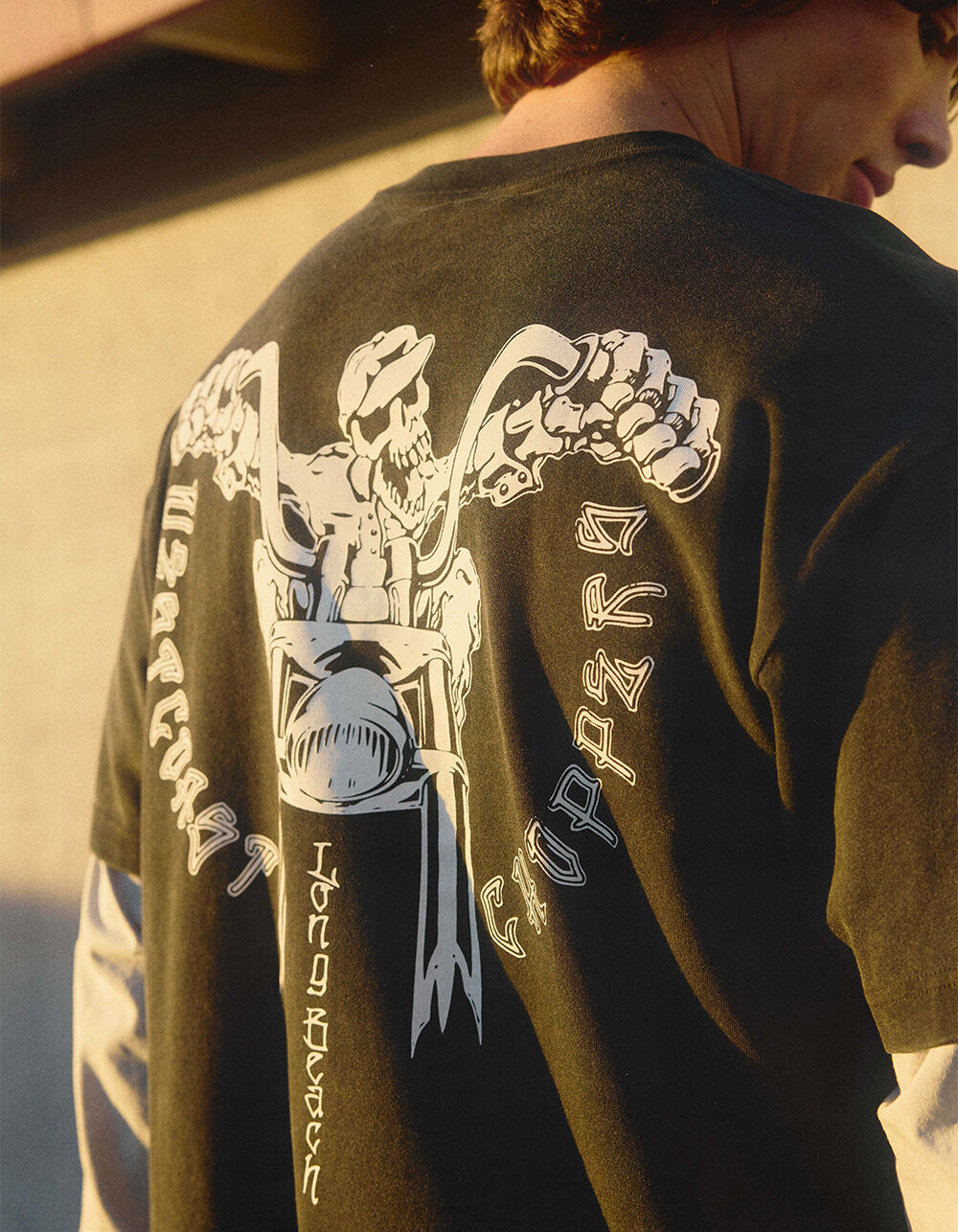 WEST COAST CHOPPERS Skeleton Moto Mens Long Sleeve 2fer Tee