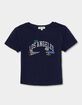 LOS ANGELES Landmark Stickers Distressed Womens Baby Tee image number 1