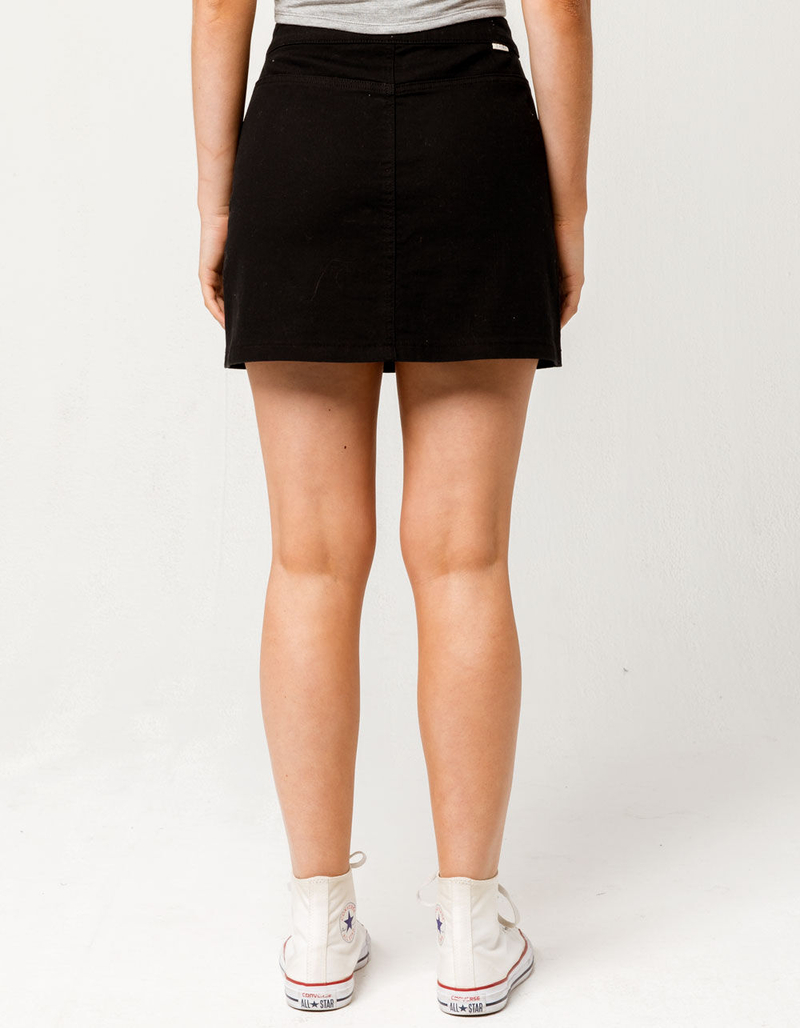 SKY AND SPARROW Button Front Black Denim Skirt image number 2