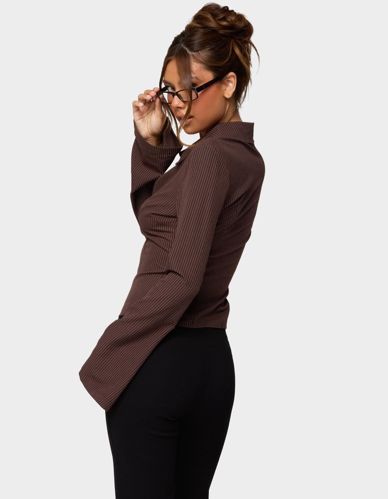 EDIKTED Pinstripe Tailored Button Up Shirt image number 2