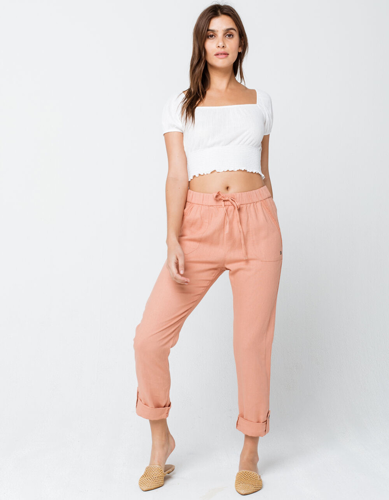 ROXY On The Seashore Womens Peach Linen Pants image number 0
