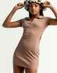 FULL TILT Johnny Collar Brown Bodycon Dress image number 1