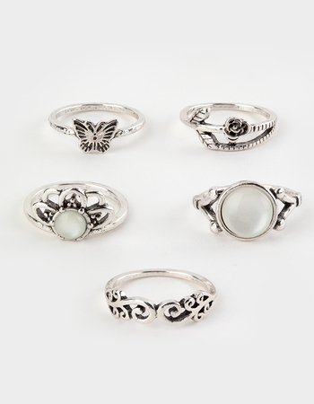 FULL TILT 5 Pack Vintage Stone Ring Set Alternative Image