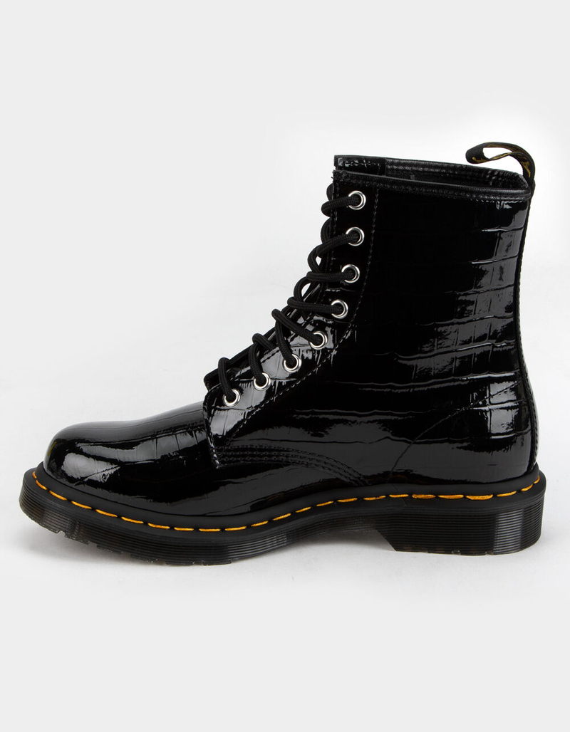 DR. MARTENS 1460 Patent Leather Crocodile Print Womens Boots image number 2