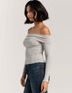FULL TILT Fold Over Rib Off The Shoulder Womens Top image number 3