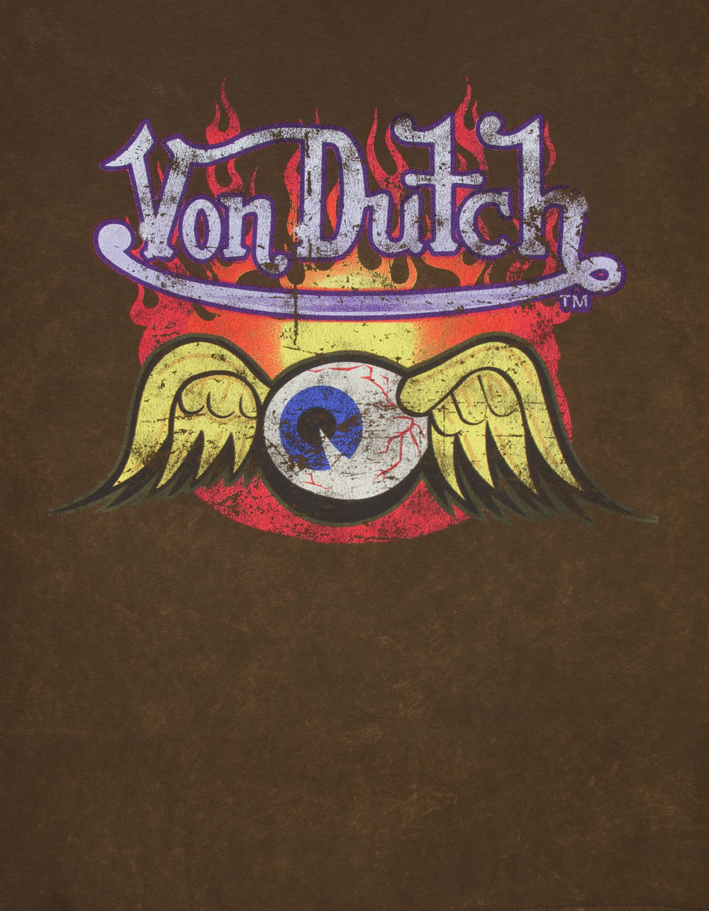 【Von Dutch】フレイムズ クロップドTシャツ グラフィックT VON DUTCH Flames Mens Cropped Tee - BROWN | Tillys