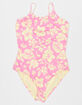 HOBIE Aloha Floral Girls One Piece Swimsuit image number 1