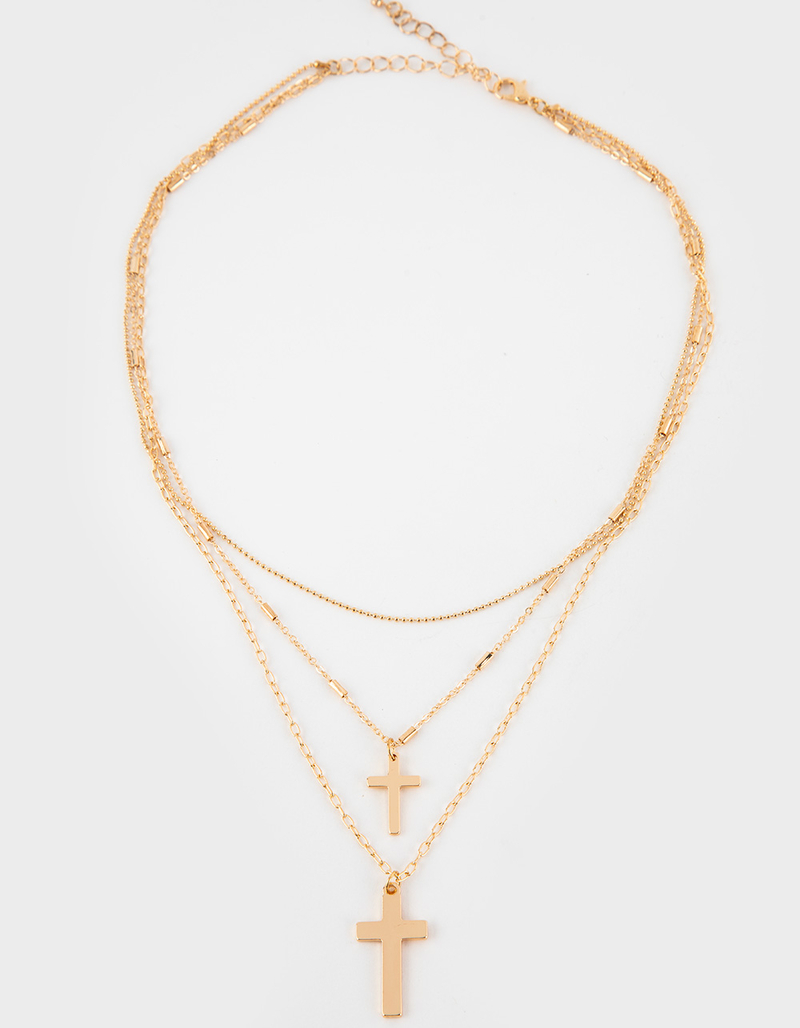 RSQ Layered Dainty Cross Necklace image number 0