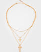 RSQ Layered Dainty Cross Necklace image number 1