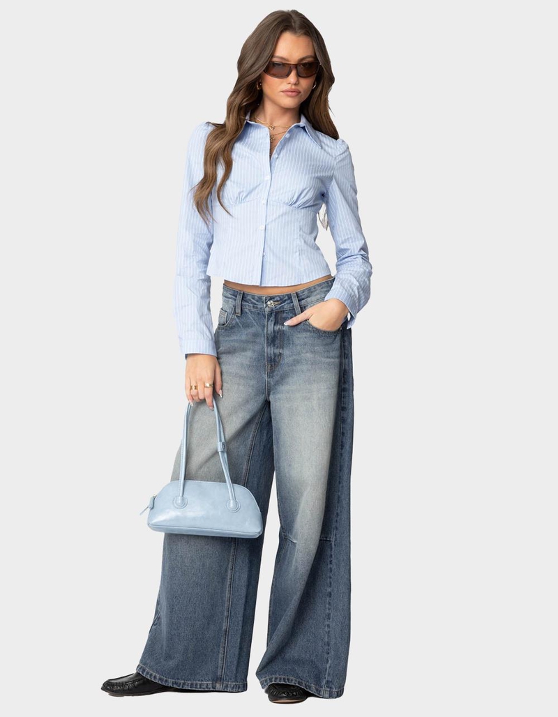 EDIKTED Tailored Pinstripe Button Up Shirt image number 1