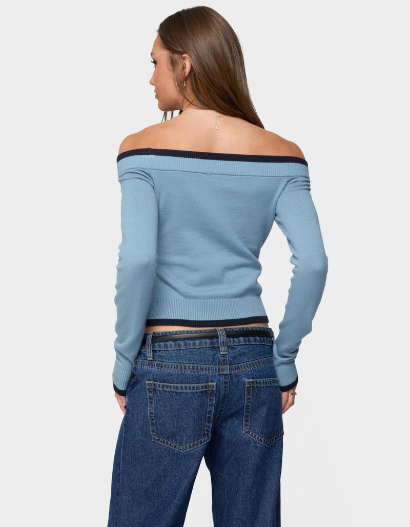 EDIKTED Kezzie Contrast Off Shoulder Knit Top image number 2