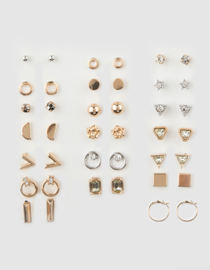 FULL TILT 20 Pack Flower/Rhinestone Earrings image number 0