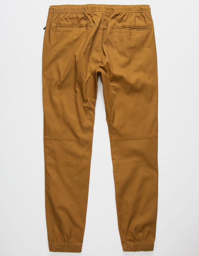 BROOKLYN CLOTH Twill Zip Side Pockets Tobacco Mens Jogger Pants image number 1