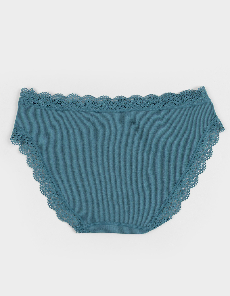 FULL TILT Seamless Rib Lace Trim Hipster Panties image number 1